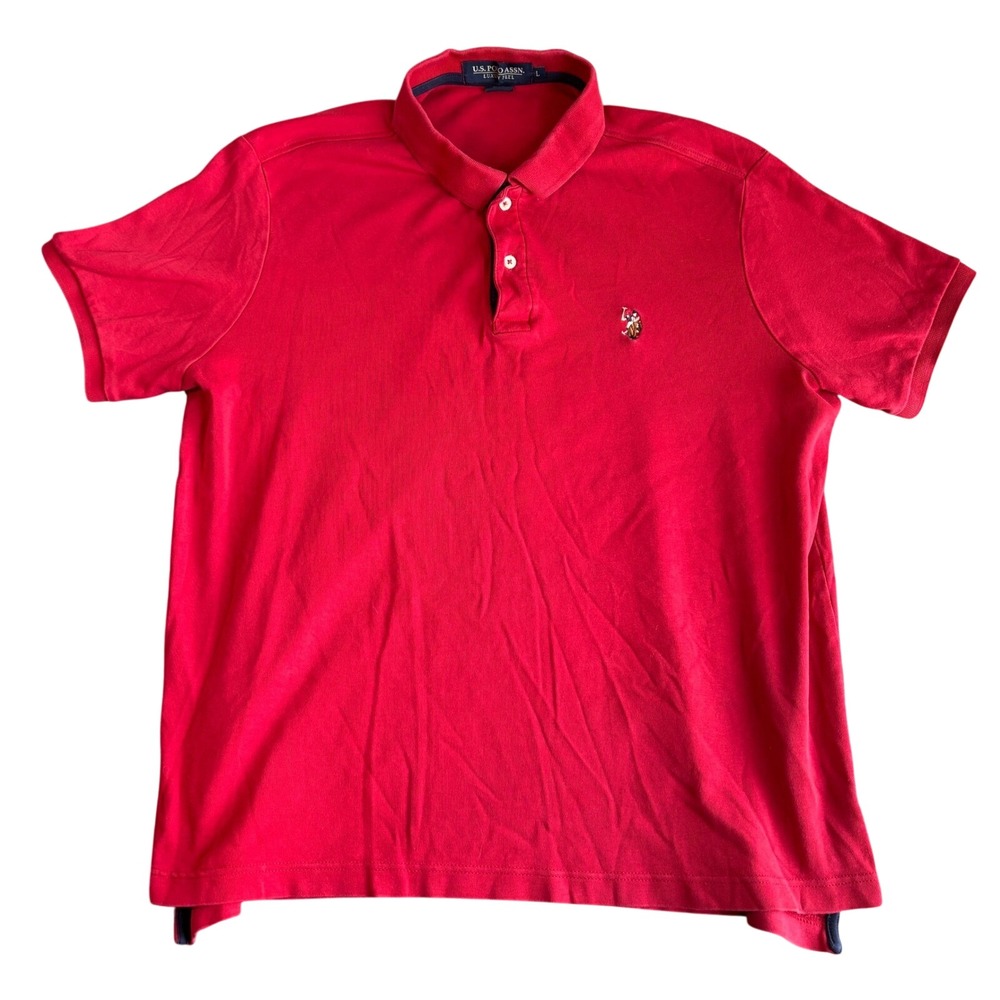 US Polo Assn. Mens Red Polo Shirt Short Sleeve Collared‎ Casual Top